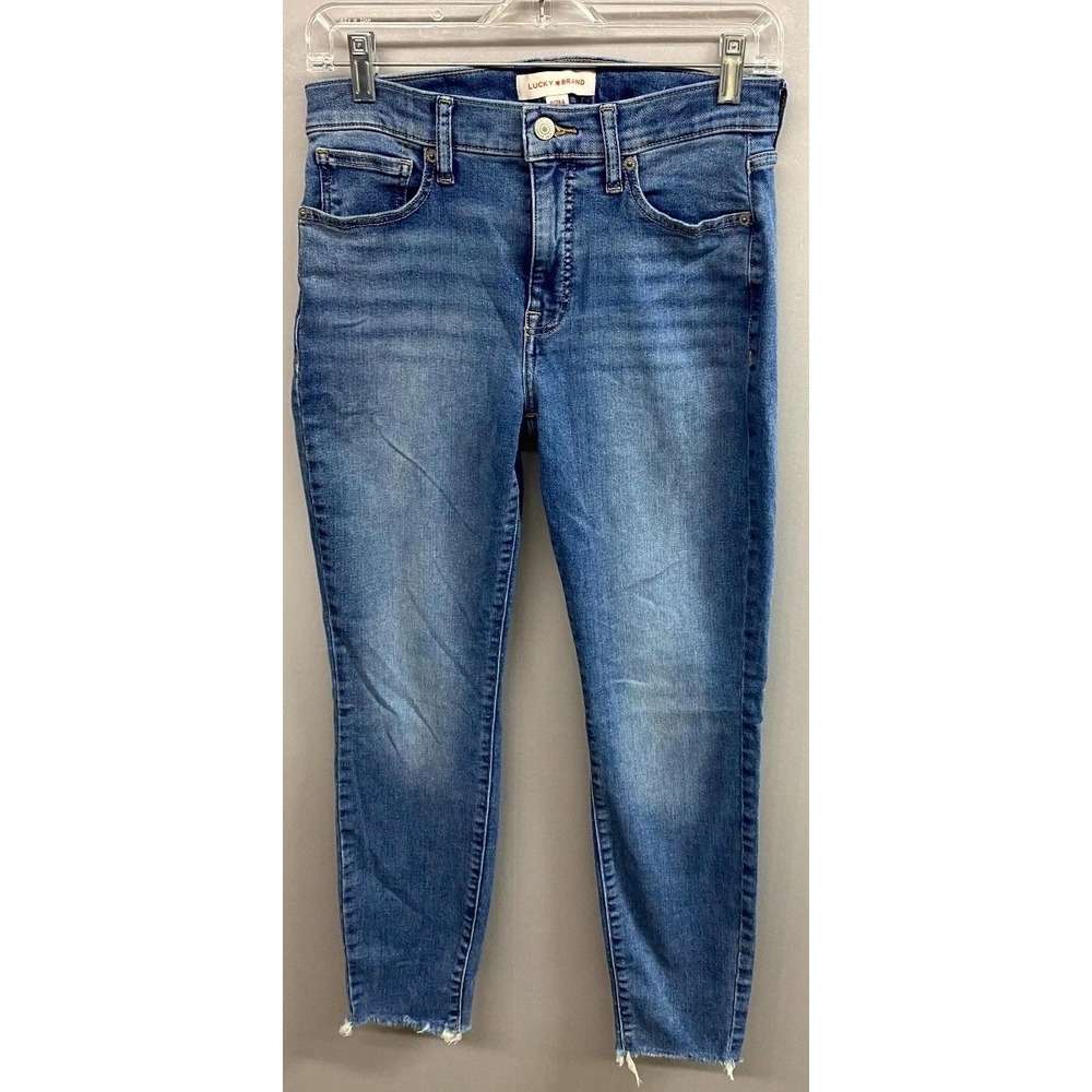 Lucky Brand Bridgette Skinny Jeans Womens 6/28 Blue Denim High Rise Raw Hem